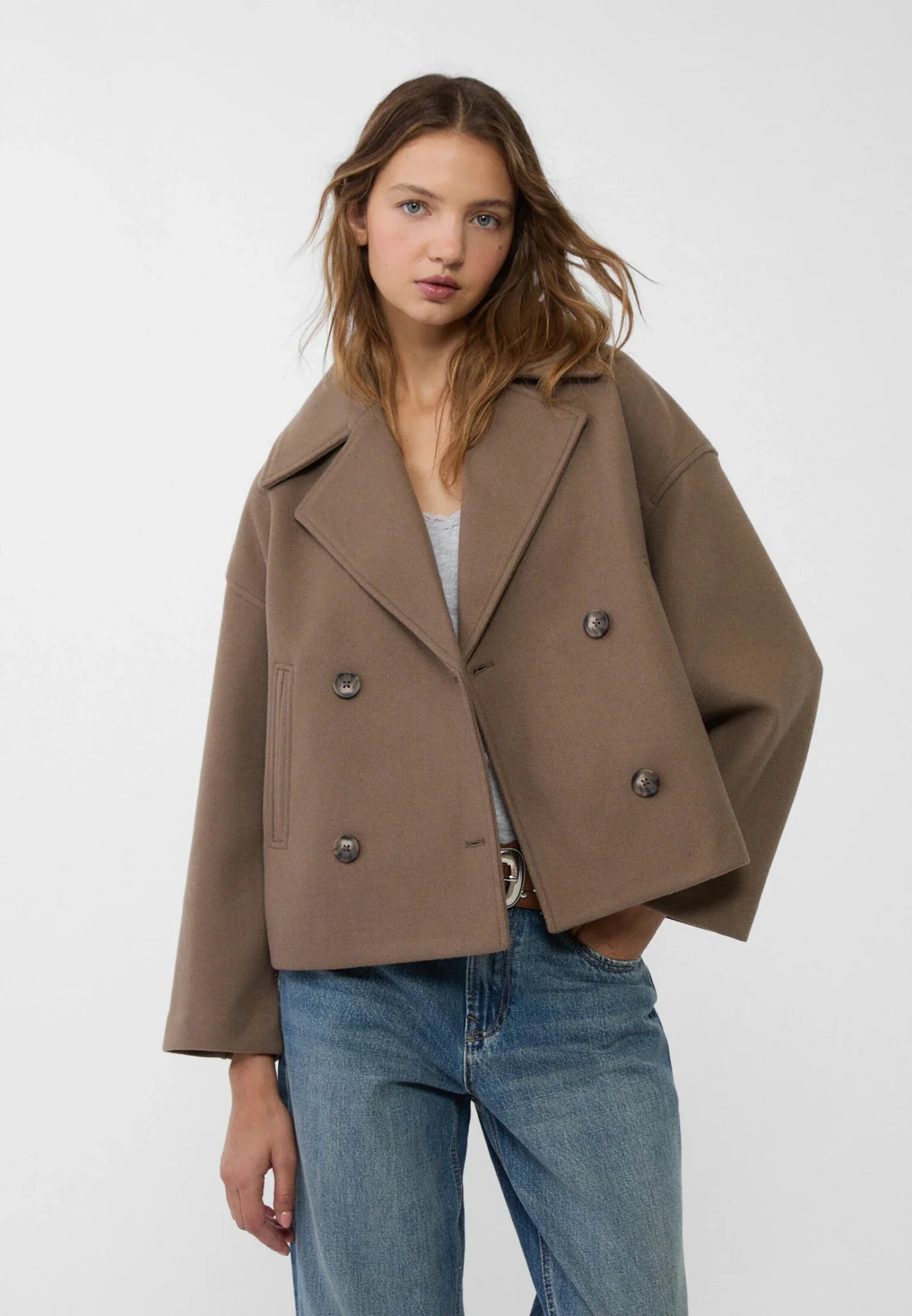 Maialen | Cropped Double-Breasted Tailored Jacket in Black