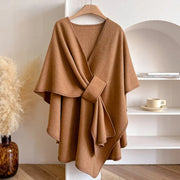 Mairwen | Oversized Windproof Poncho Cape Coat in Khaki