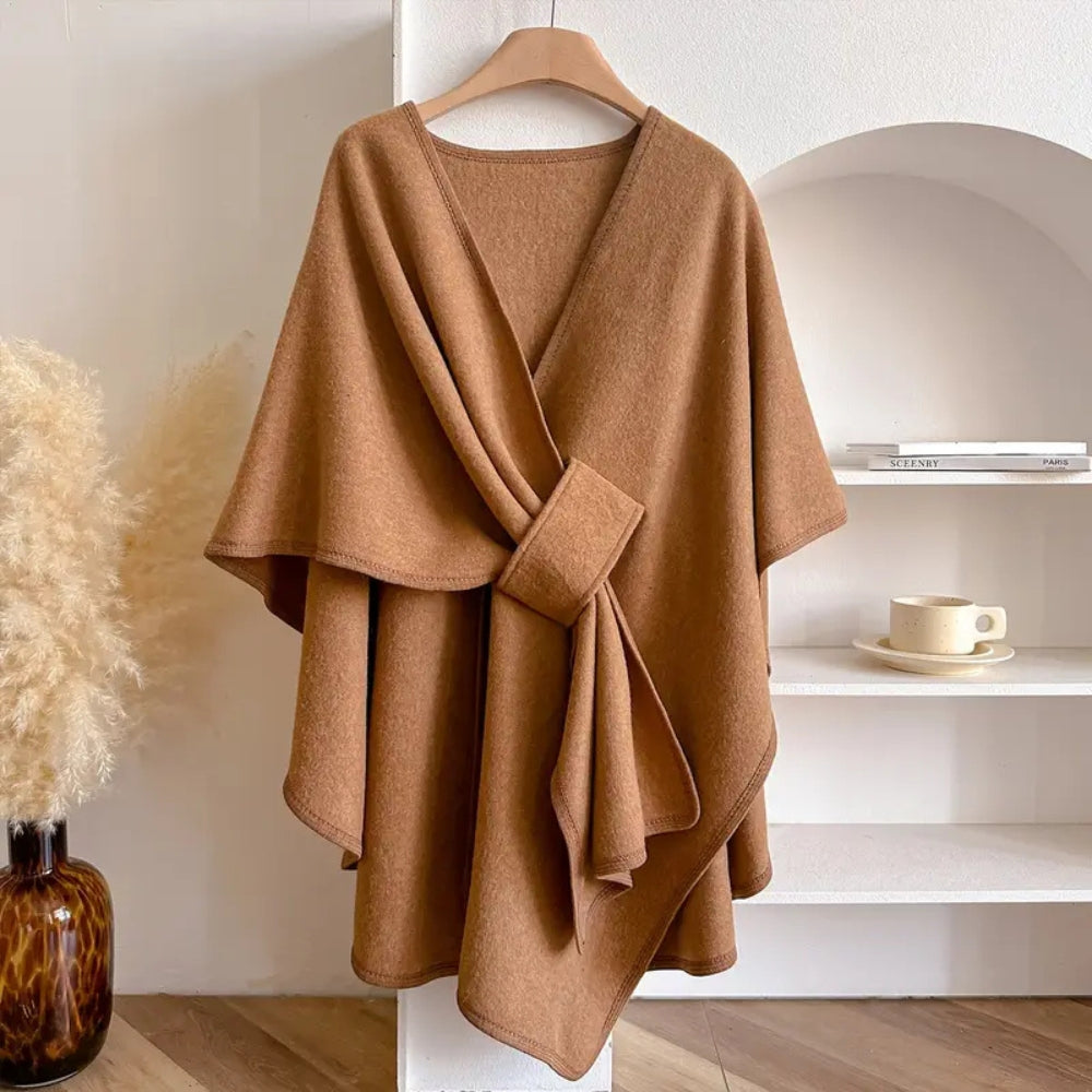 Mairwen | Oversized Windproof Poncho Cape Coat in Khaki