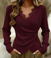 Neida | Lace-Trim Wrap Jumper