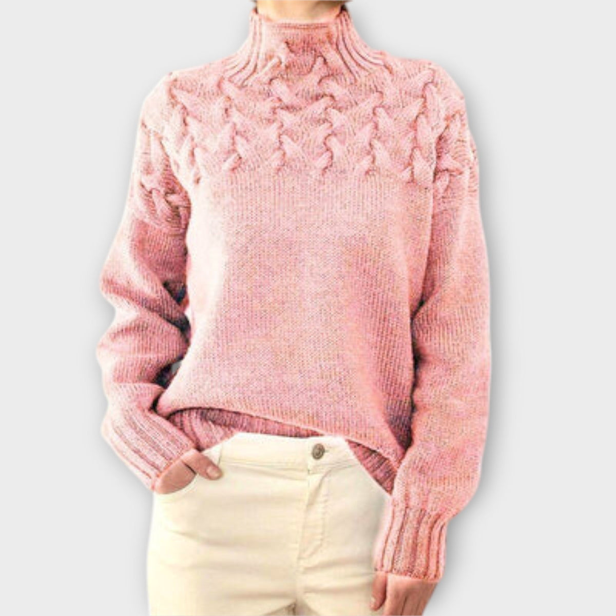 Eva | Black Jumper For Women With Cable Details