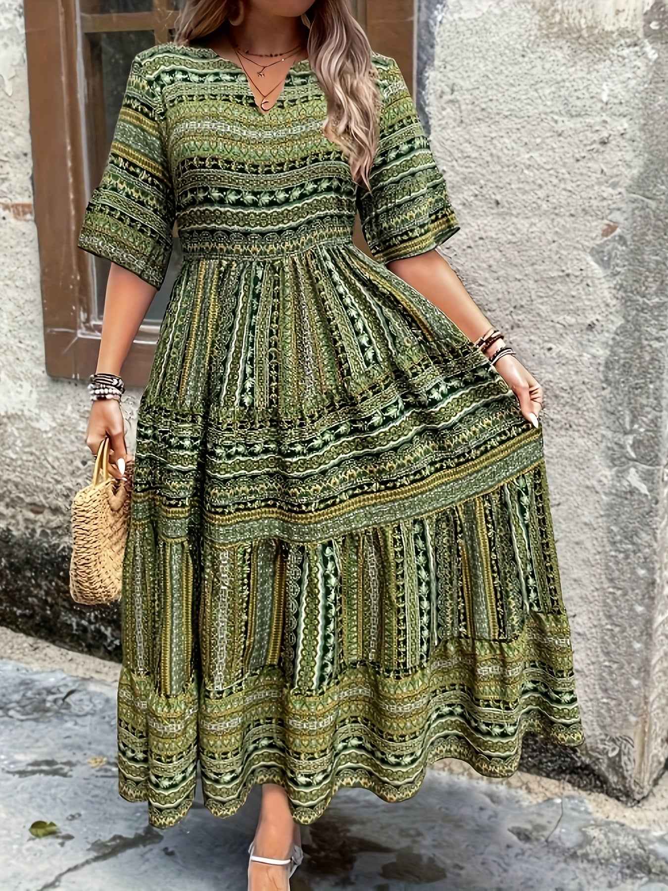 JORAINE | PRINTED RUFFLED DRESS