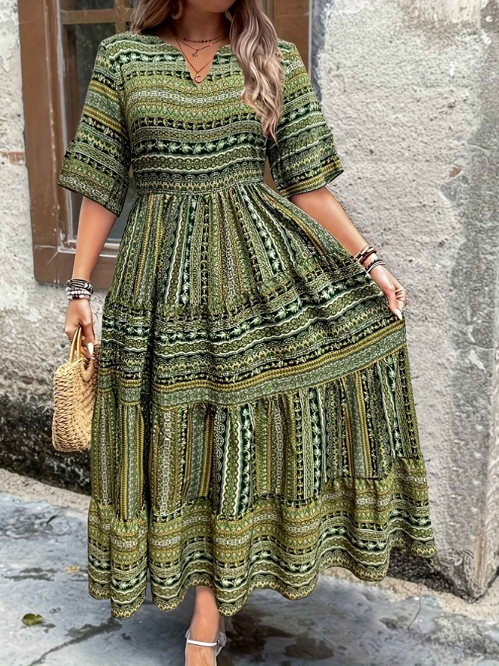 JORAINE | PRINTED RUFFLED DRESS
