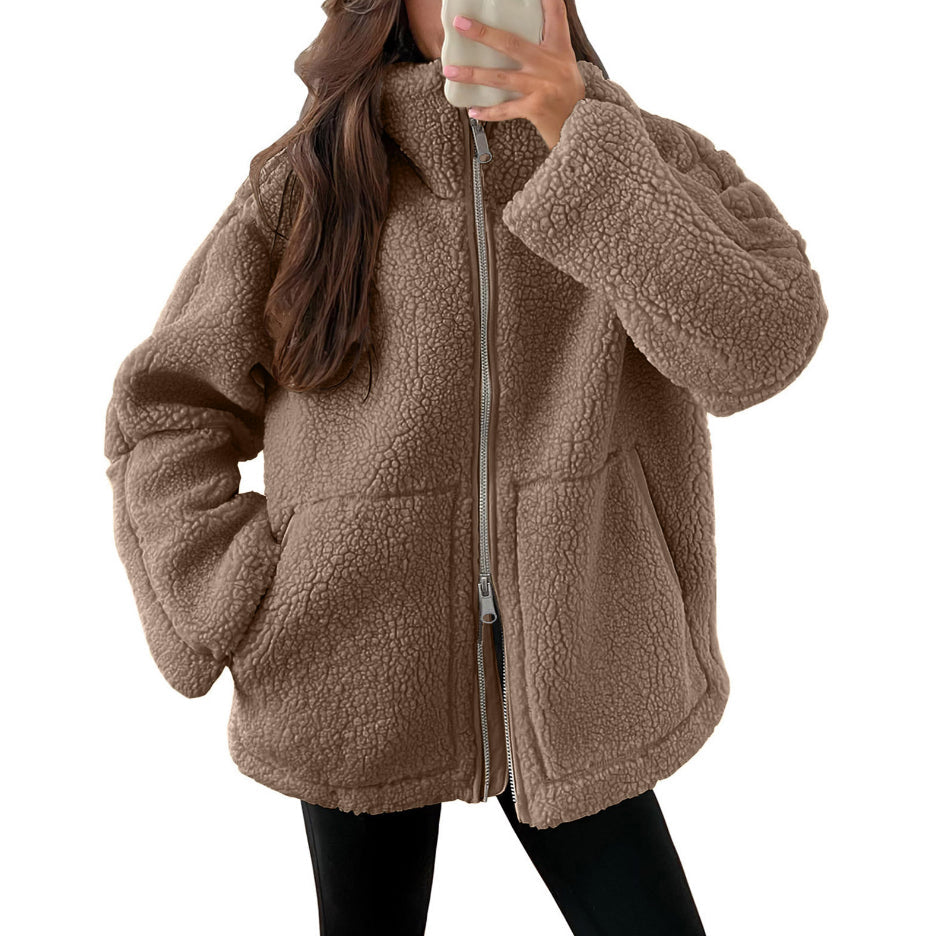 Denisha | Stand-Collar Textured Zip Jacket