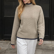 Yanet | Contrast-Trim High-Neck Jumper
