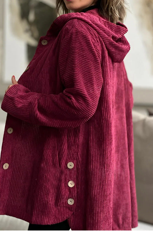 Tressie | Hooded Textured Button Coat