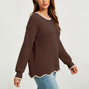 Lashawnda | Contrast Scallop-Hem Jumper