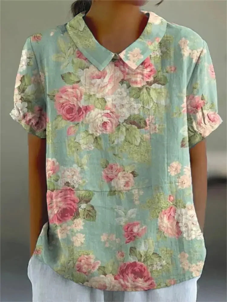 Maymie | Floral Rounded-Collar Shirt