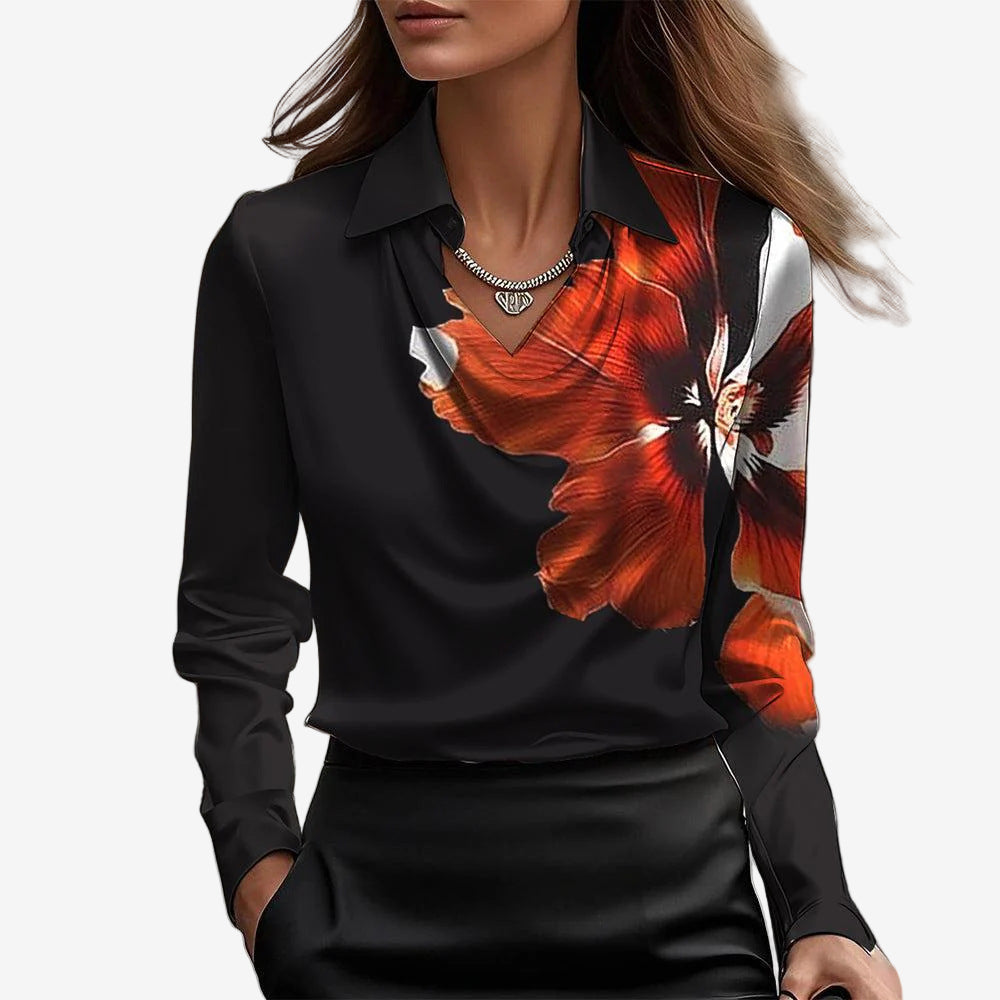 Kamie | Collared Cowl-Neck Blouse