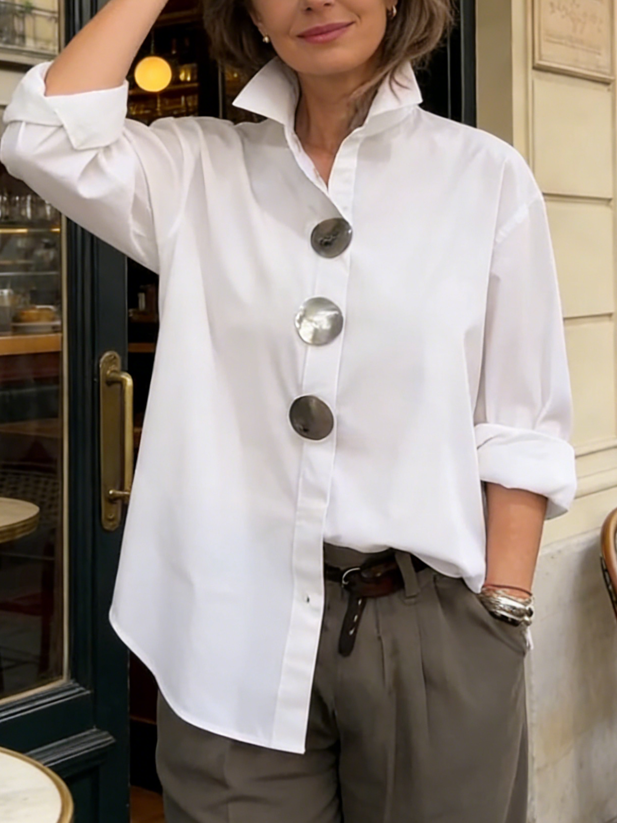 Claretha | Large-Button Shirt