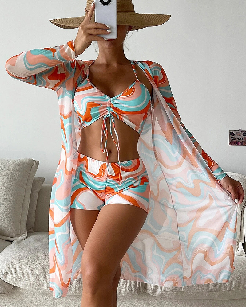 LALUNA | PRINTED LONG-SLEEVE BIKINI