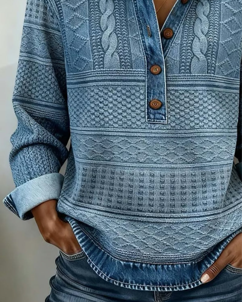 Keva | Collared Patterned Jumper
