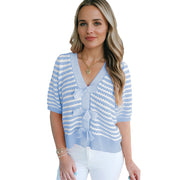 Jamesha | Striped Short-Sleeve Cardigan