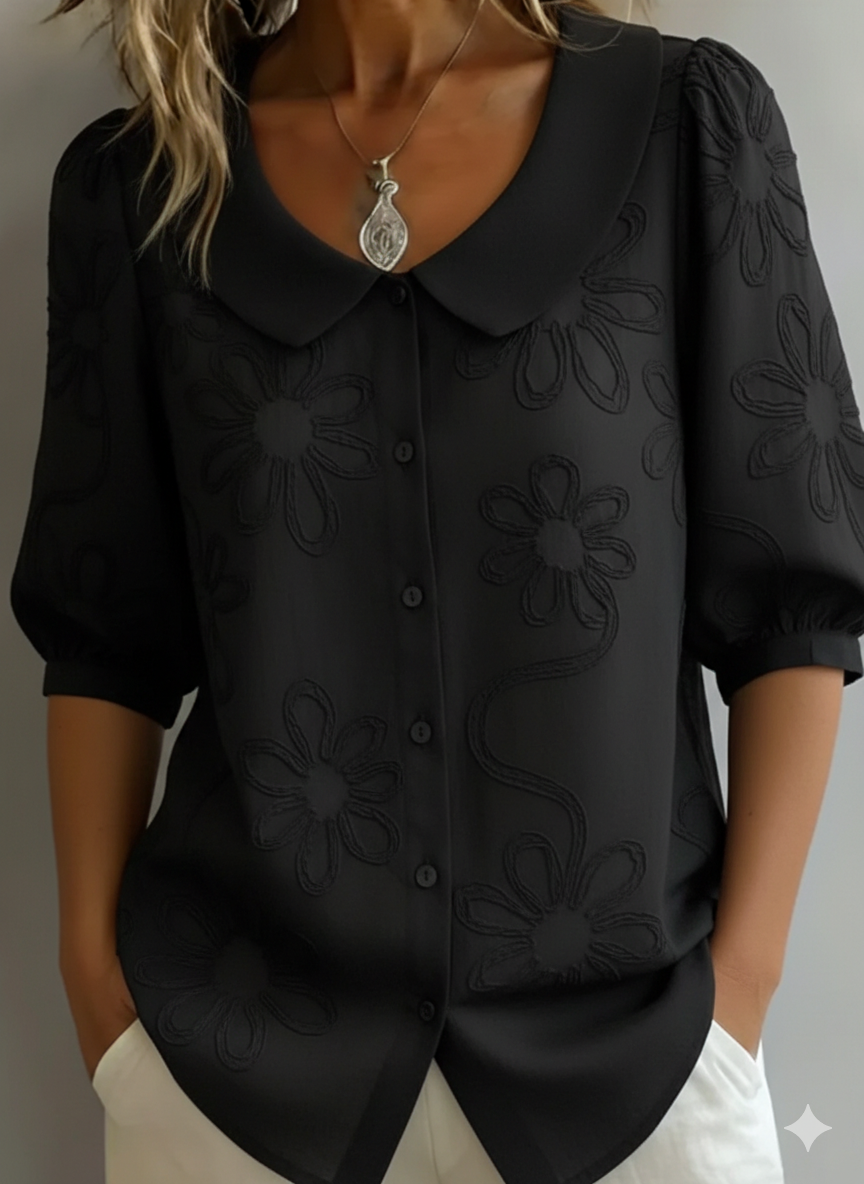 Vanetta | Floral Rounded-Collar Shirt