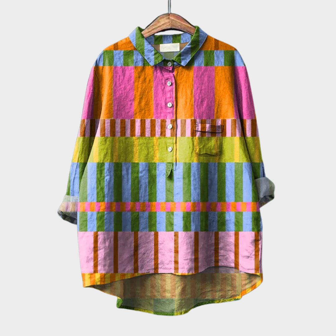 AMBER | PRINTED LONG-SLEEVE BLOUSE