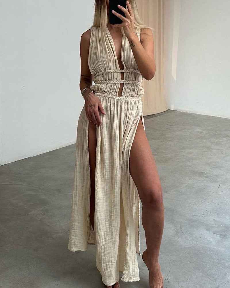 ZOLLA | SLEEVELESS V-NECK DRESS