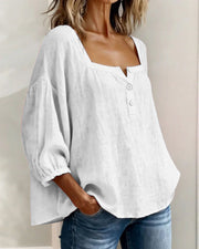 Tenille | Square-Neck Button Blouse