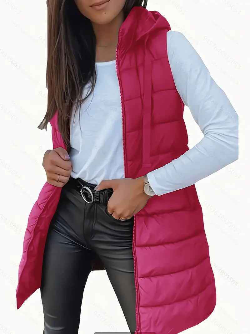 Emogene | Long Quilted Zip Gilet