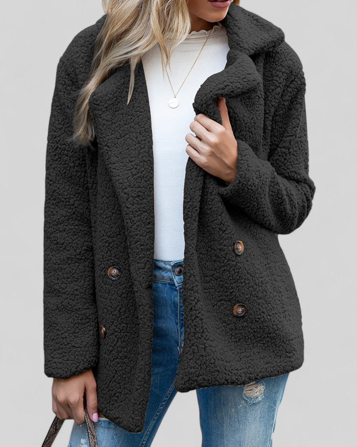 Vianey | Textured Double-Breasted Jacket