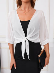 Alfredia | Tie-Front Sheer Cardigan