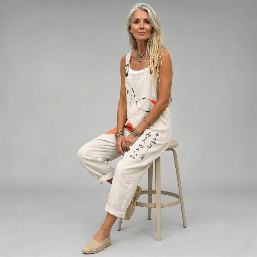 Women's dungarees with a bib front, shoulder straps and tapered legs