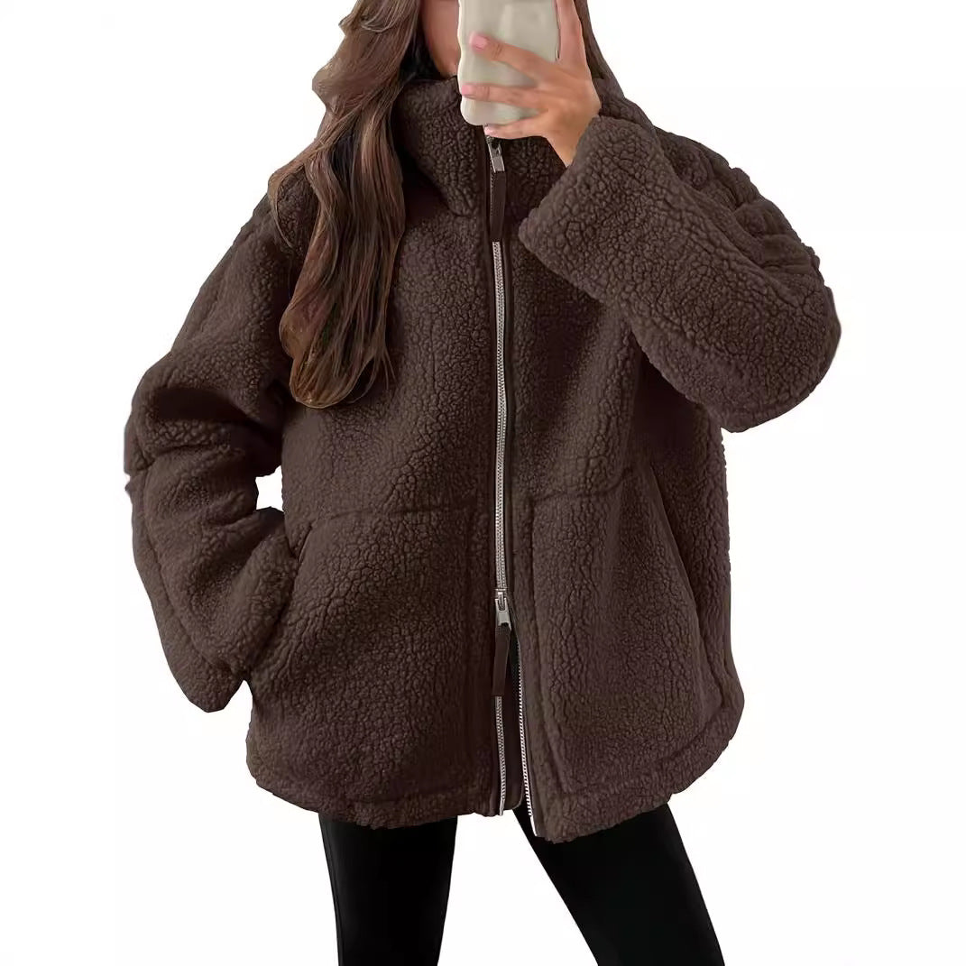 Denisha | Stand-Collar Textured Zip Jacket