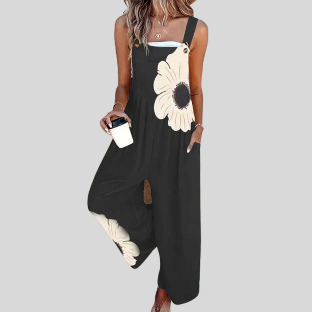 FLOWING ADJUSTABLE-STRAP CROPPED DUNGAREES