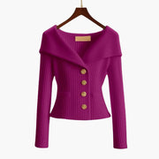 Donella | Foldover-Collar Button Cardigan