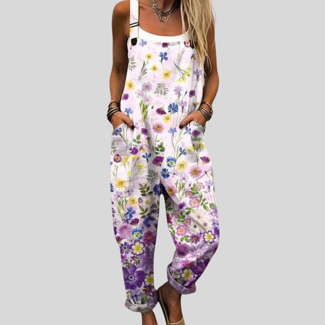 FLOWING ADJUSTABLE-STRAP CROPPED DUNGAREES