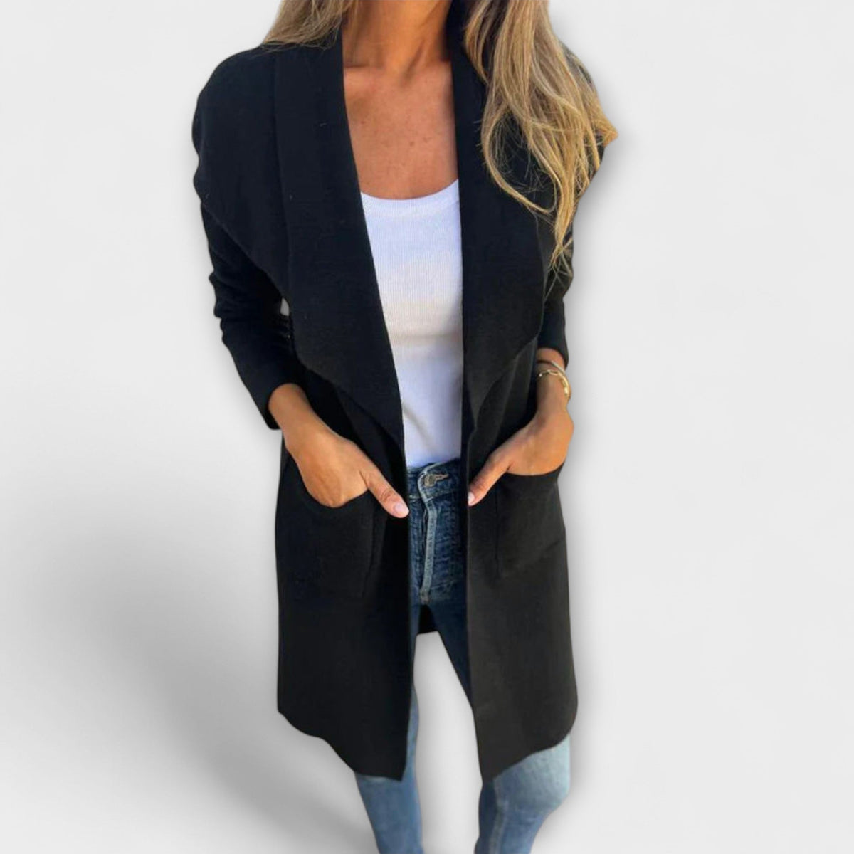 Eliane | Elegant Long Cardigan Grey