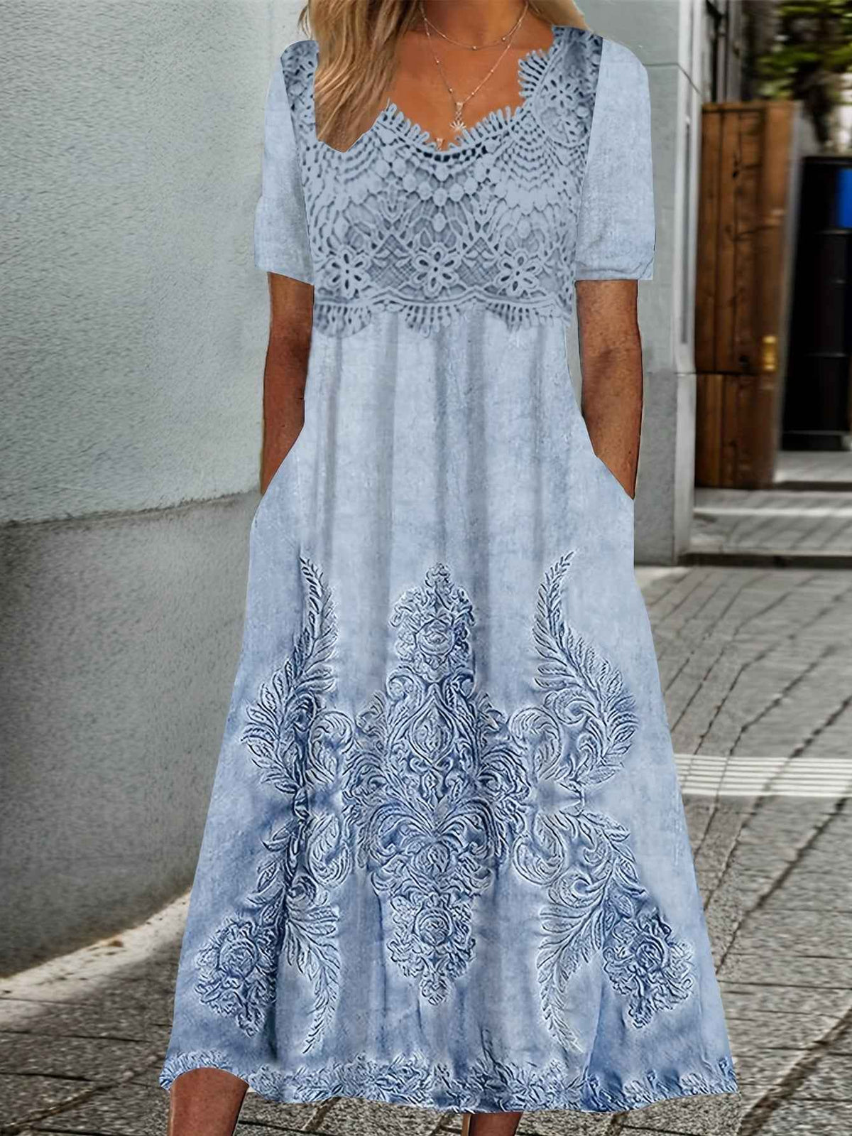 Indigo | Elegant Midi Flower Dress