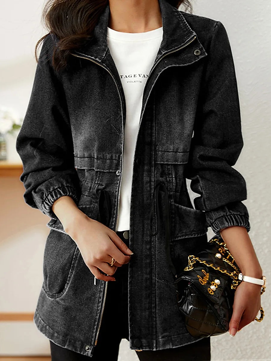 Audree | Drawstring Denim Utility Jacket