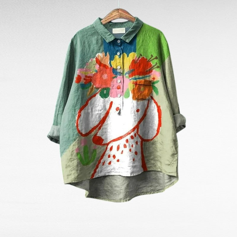 AURÉLIE | PRINTED LONG-SLEEVE BLOUSE