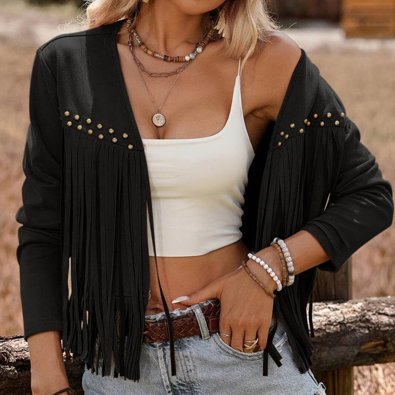 Giuliana | Fringed Open-Front Jacket
