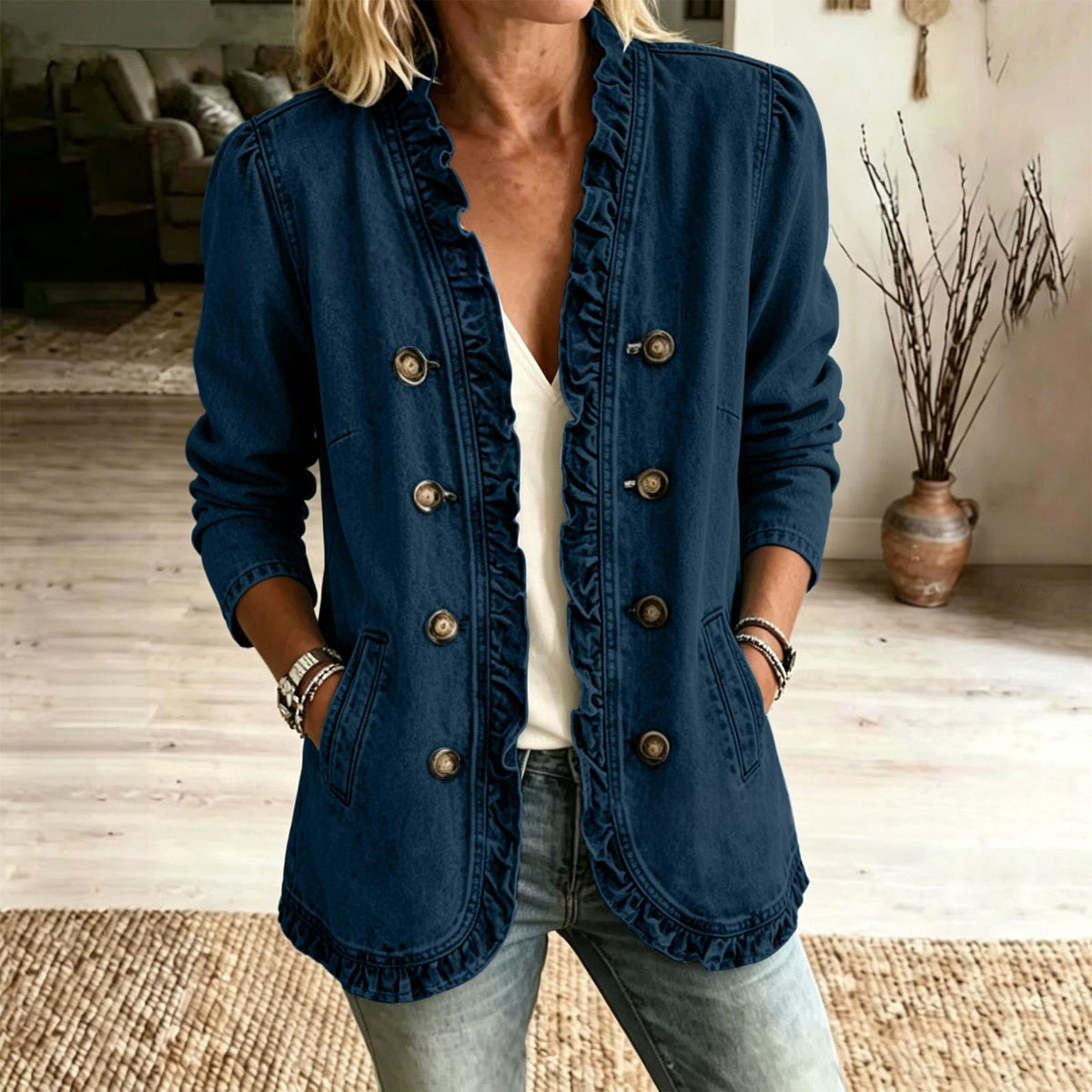 Raeann | Double-Breasted Denim Jacket