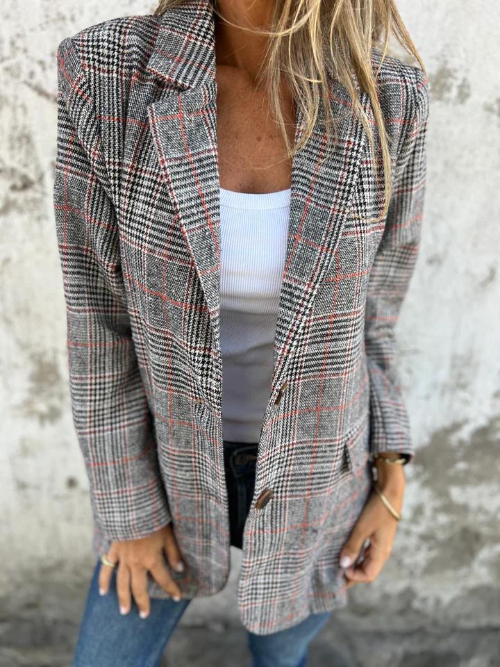 Vanesa | Checked Notch-Lapel Blazer