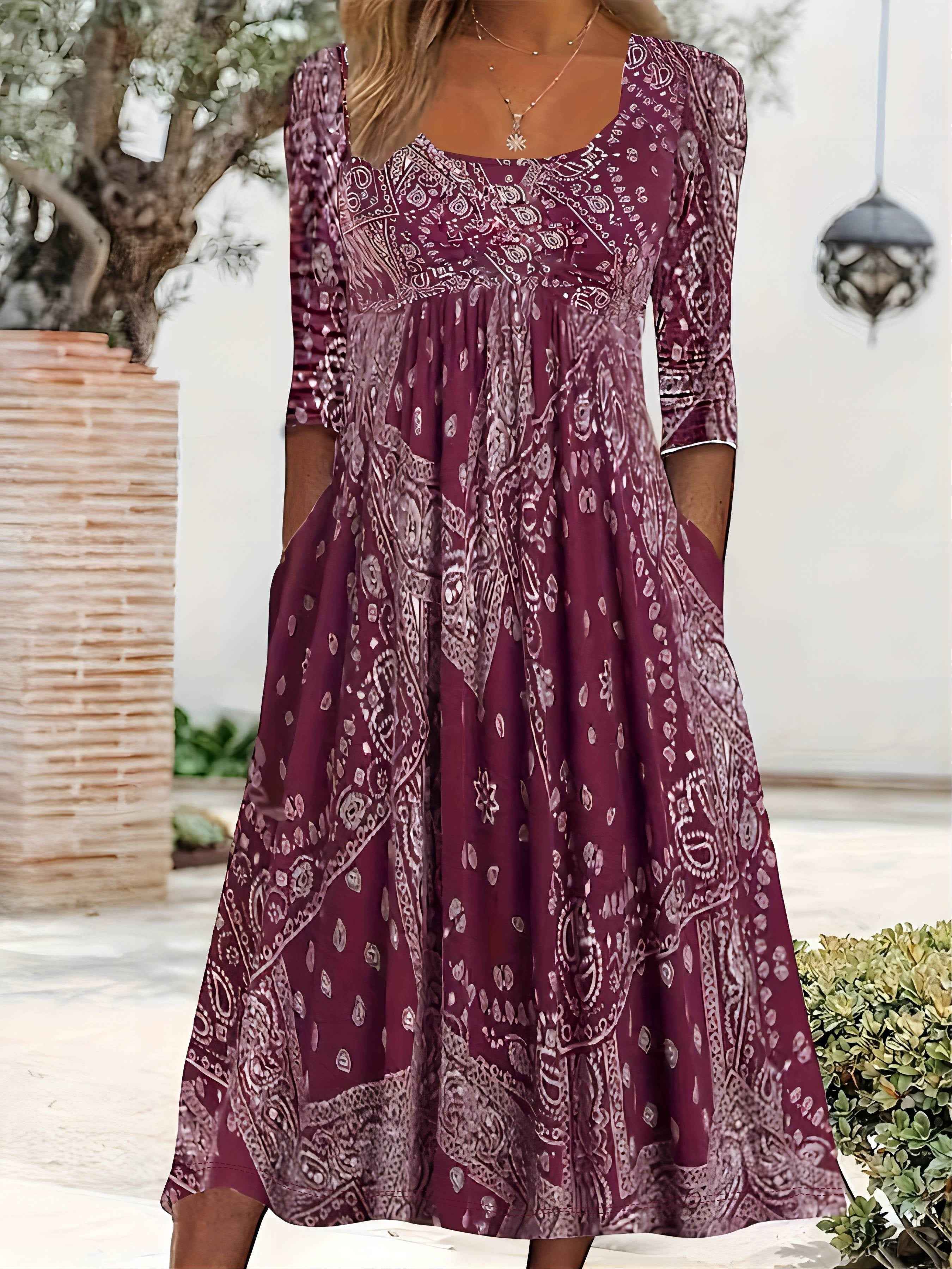 Elowen | Midi Dress With Long Mouwen Casual