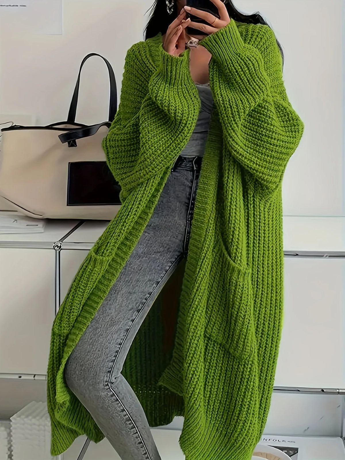 Teddi | Long Ribbed Open Cardigan