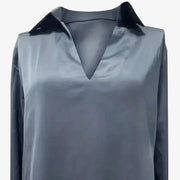 Vinita | Collared V-Neck Sheen Blouse