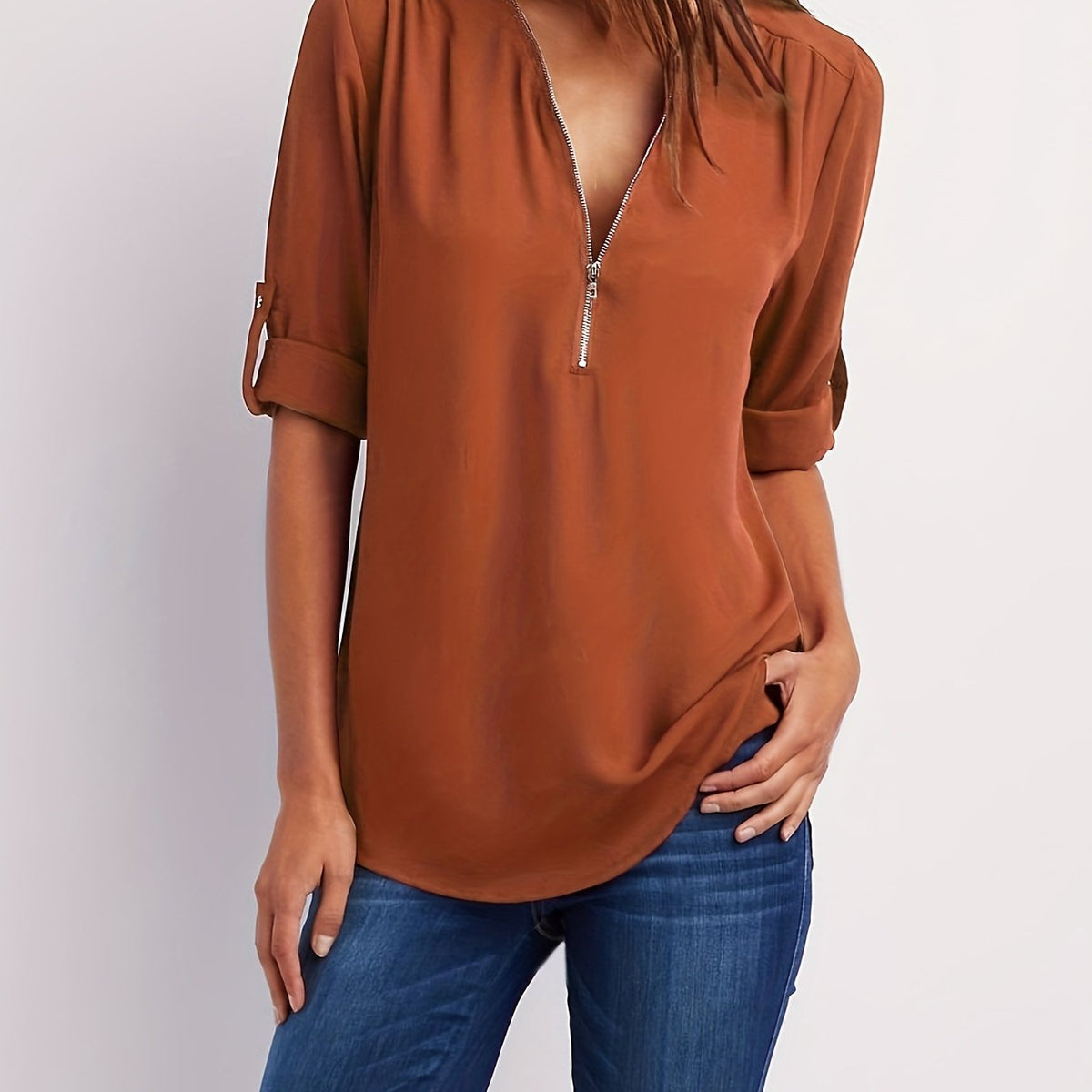 Everlena | Zip-Neck Blouse