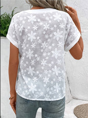Tashara | Floral Button-Neck Blouse