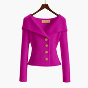 Donella | Foldover-Collar Button Cardigan