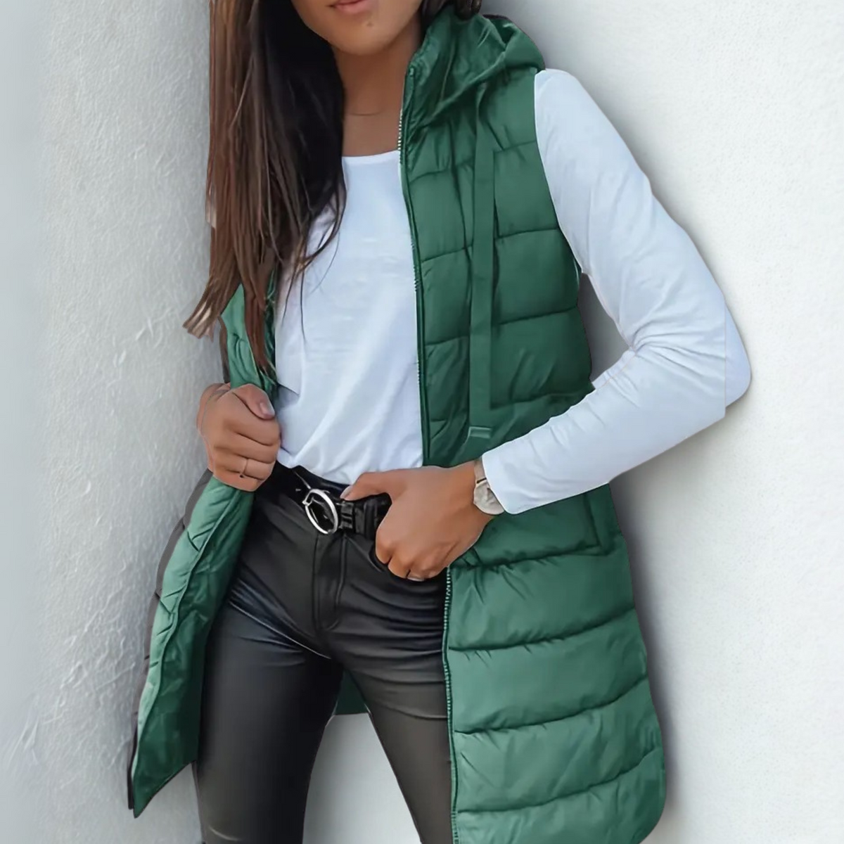 Emogene | Long Quilted Zip Gilet