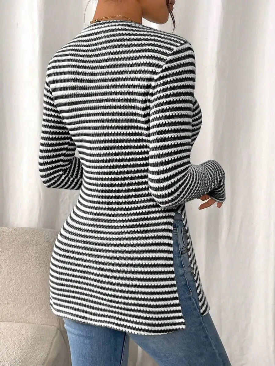 Assunta | Striped Side-Split Top
