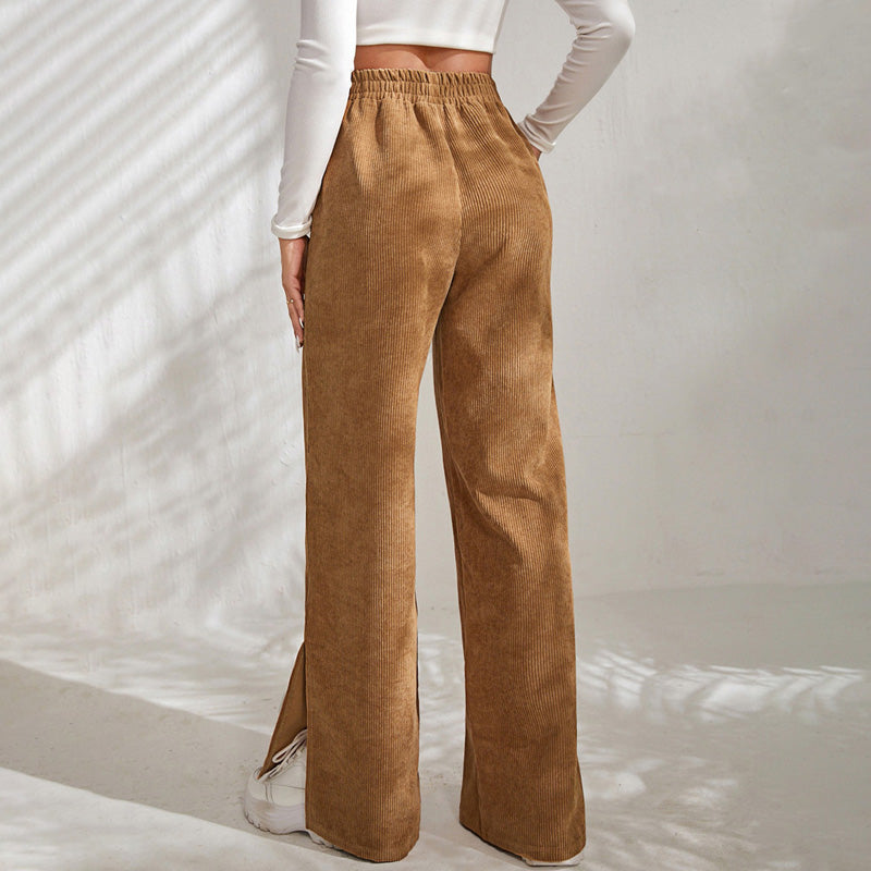 NAHLA | BUTTON-FRONT WIDE-LEG TROUSERS