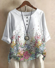 Nhi | Printed Button-Neck Blouse