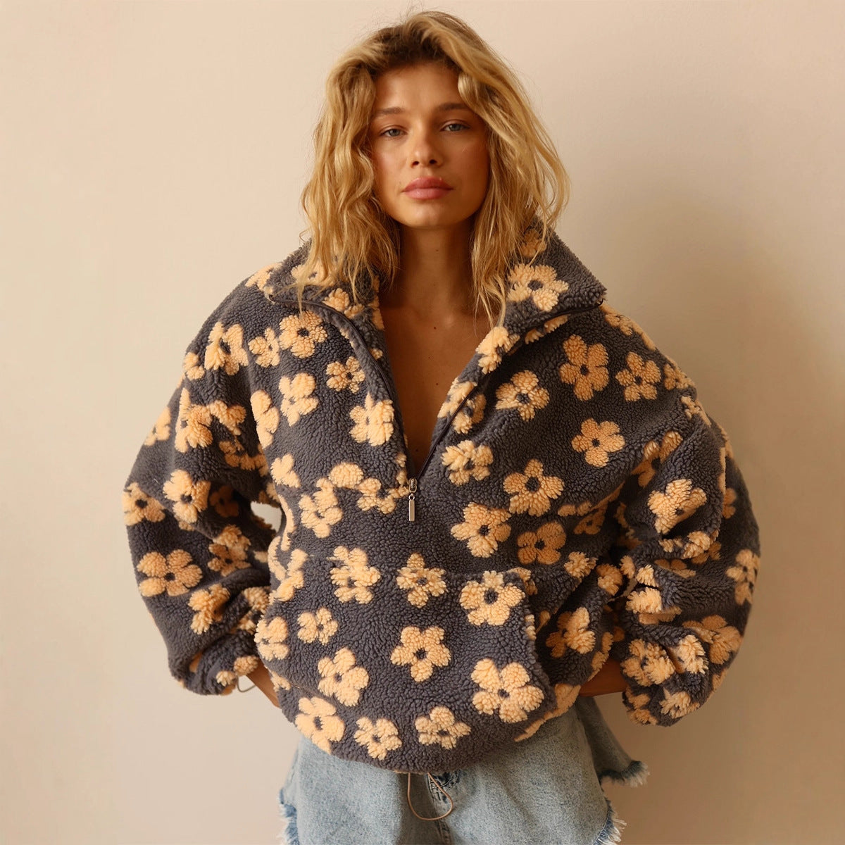 Kylene | Floral Half-Zip Sweatshirt