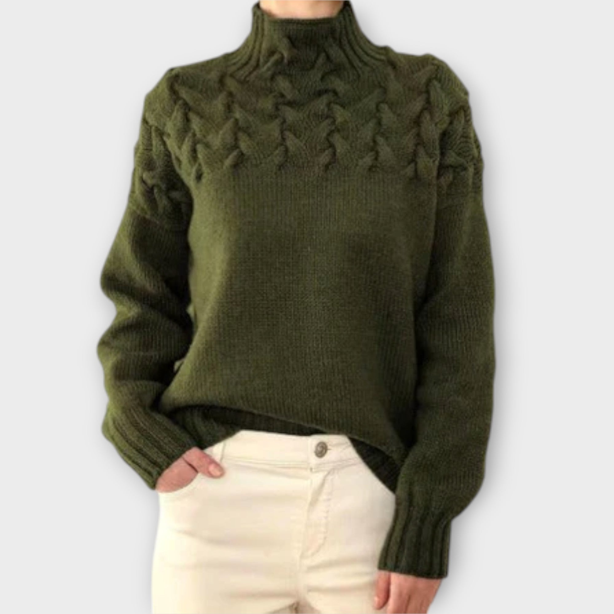 Eva | Black Jumper For Women With Cable Details