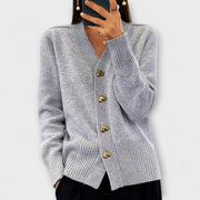 Marij | Dark Blue Cardigan With V-Neck In Vintage Style
