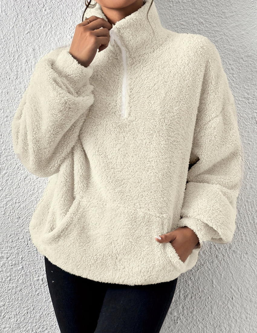 Laurette | Textured Half-Zip Sweatshirt